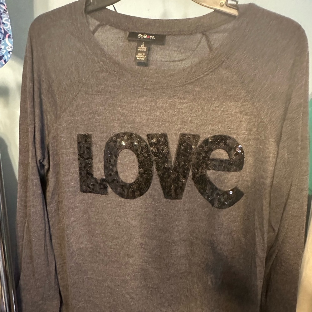 Style & Co LOVE Sequin Crewneck